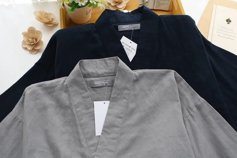 Men's Kimono Cotton Robe & Lounge Pants Set