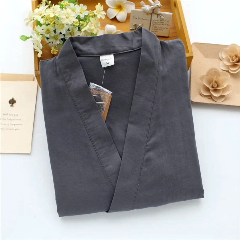 Men's Kimono Cotton Robe & Lounge Pants Set