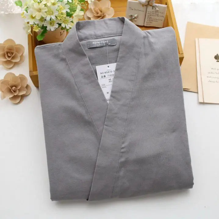 Men's Kimono Cotton Robe & Lounge Pants Set