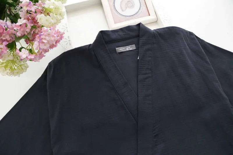 Men's Kimono Cotton Robe & Lounge Pants Set