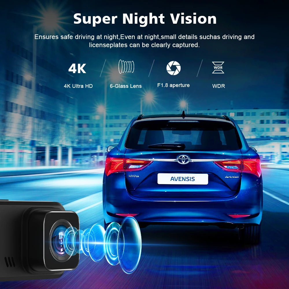 4K Ultra HD WiFi Dash Cam - Front & Rear Recording