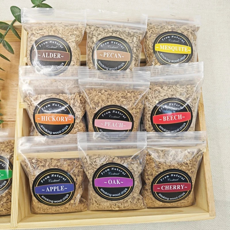 1pcs 50g Apple Cherry Oak Pecan Wood Chips Outdoor Smoker Barbecue Fumigation Box Wood Chips Bacon Wood Piece BBQ Accessories