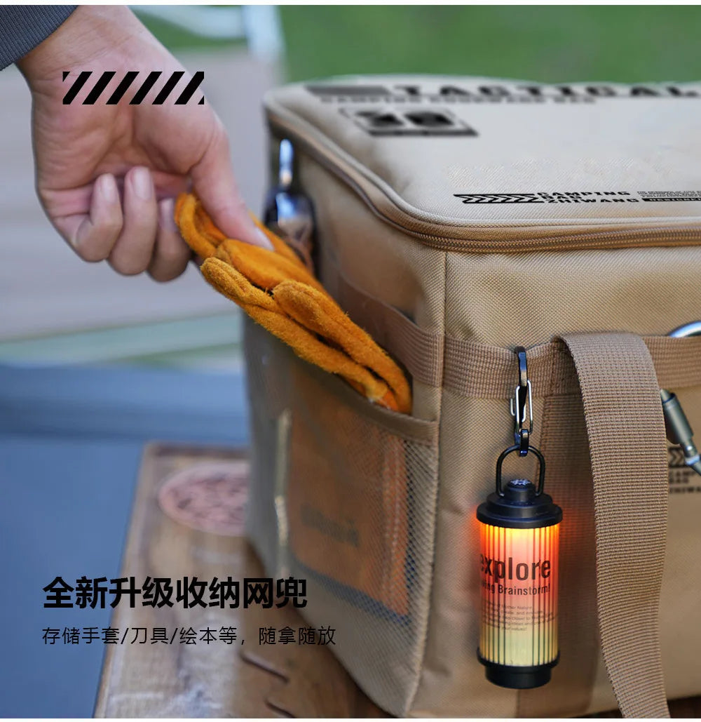 30L/42L/56L Insulated Waterproof Tactical Camping Bag Foldable Outdoor Picnic Tableware Storage Box Large Capacity Field Cookwar