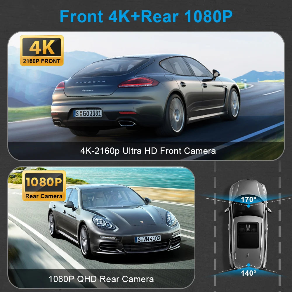 4K Ultra HD WiFi Dash Cam - Front & Rear Recording