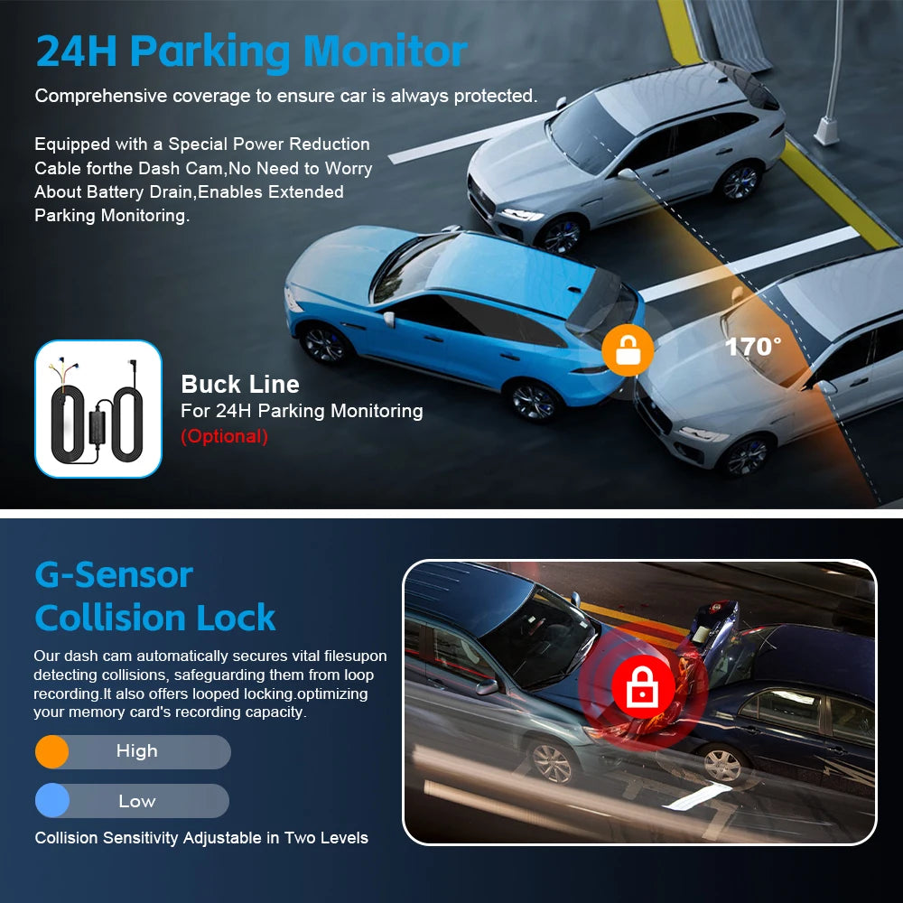 4K Ultra HD WiFi Dash Cam - Front & Rear Recording