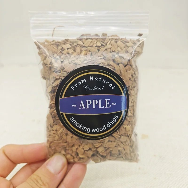 1pcs 50g Apple Cherry Oak Pecan Wood Chips Outdoor Smoker Barbecue Fumigation Box Wood Chips Bacon Wood Piece BBQ Accessories