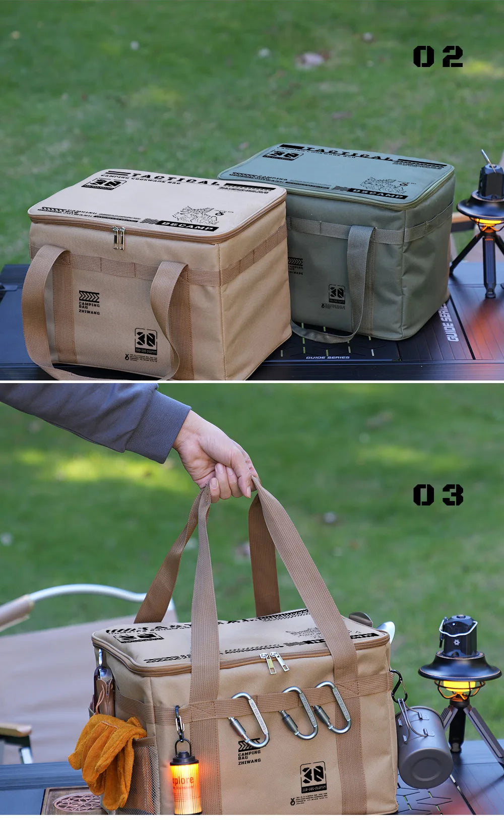 30L/42L/56L Insulated Waterproof Tactical Camping Bag Foldable Outdoor Picnic Tableware Storage Box Large Capacity Field Cookwar
