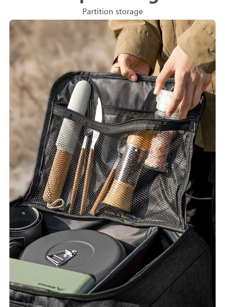 BISINNA Outdoor Camping Bag 26L/30L/42L Folding Gas Tank Storage Bag Picnic Cookwre Container Camp Supplies Adjustable Partition