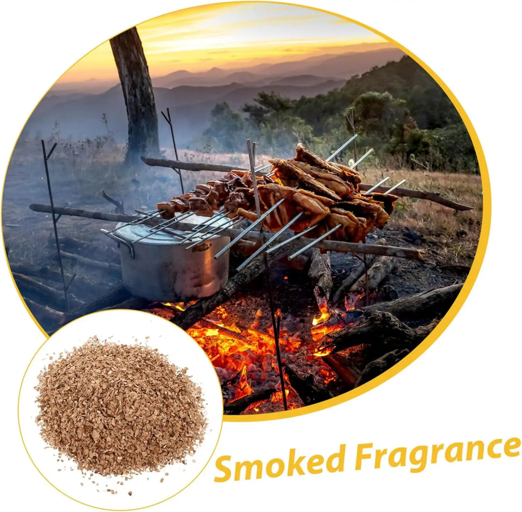 1pcs 50g Apple Cherry Oak Pecan Wood Chips Outdoor Smoker Barbecue Fumigation Box Wood Chips Bacon Wood Piece BBQ Accessories