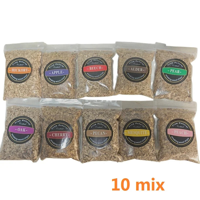 1pcs 50g Apple Cherry Oak Pecan Wood Chips Outdoor Smoker Barbecue Fumigation Box Wood Chips Bacon Wood Piece BBQ Accessories