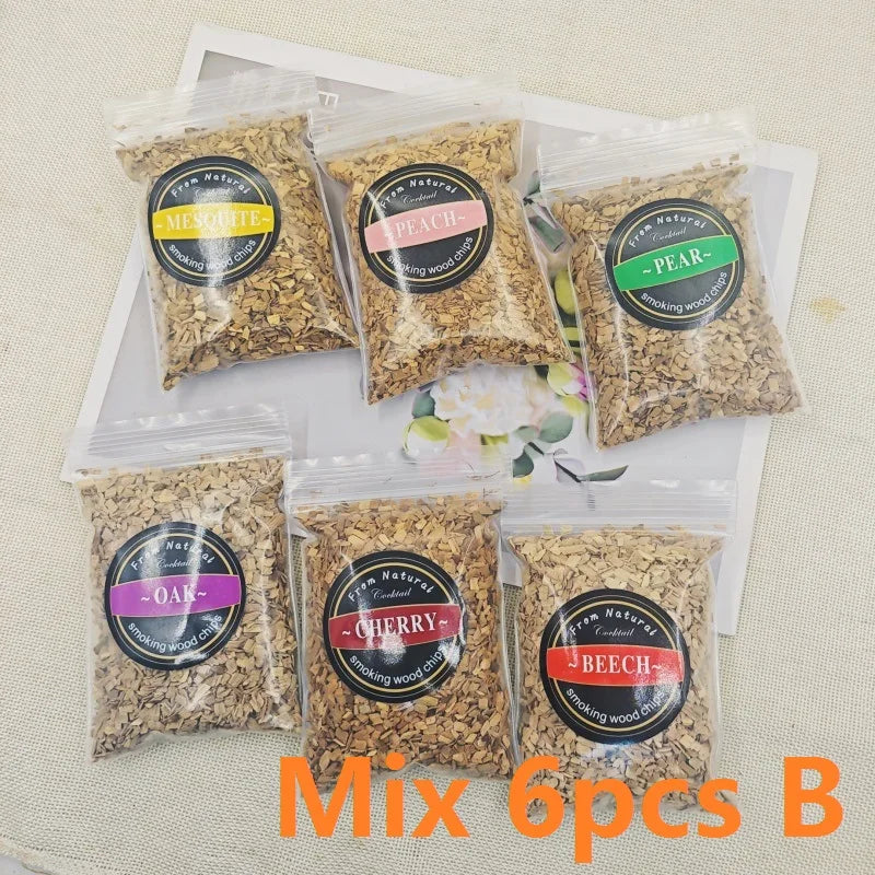 1pcs 50g Apple Cherry Oak Pecan Wood Chips Outdoor Smoker Barbecue Fumigation Box Wood Chips Bacon Wood Piece BBQ Accessories