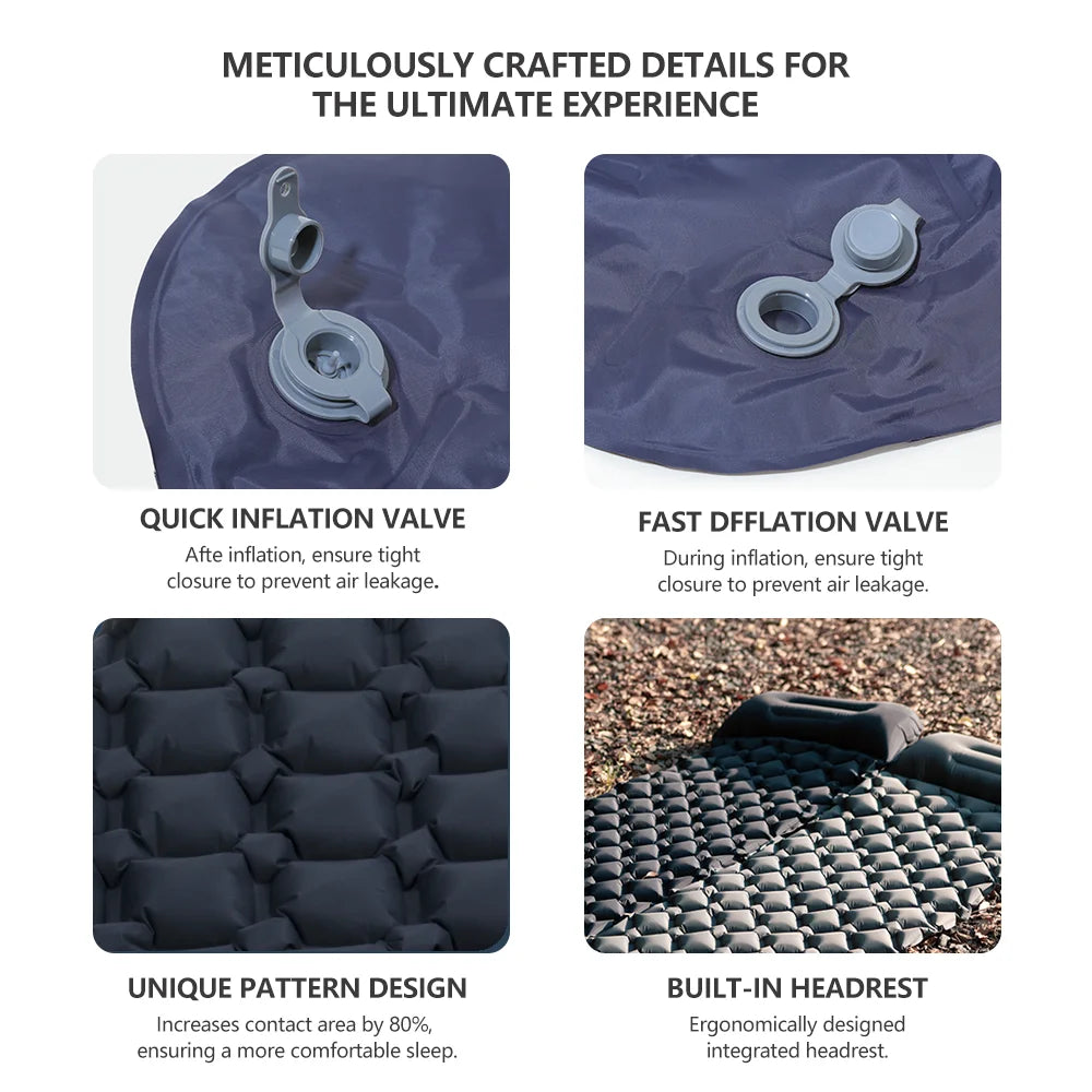 TARKA Inflatable Air Mattress Camping Sleeping Pad Outdoor Foldable Ultralight Air Cushion Upgraded Tent Self-Inflating Camping