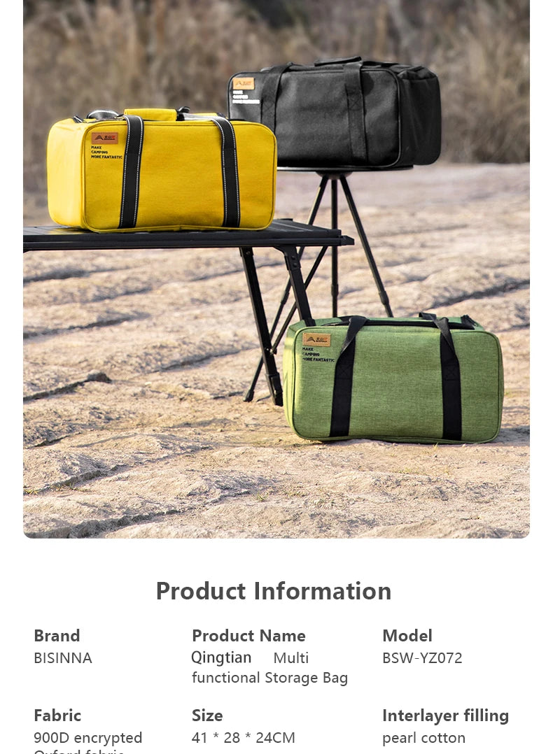 BISINNA Outdoor Camping Bag 26L/30L/42L Folding Gas Tank Storage Bag Picnic Cookwre Container Camp Supplies Adjustable Partition