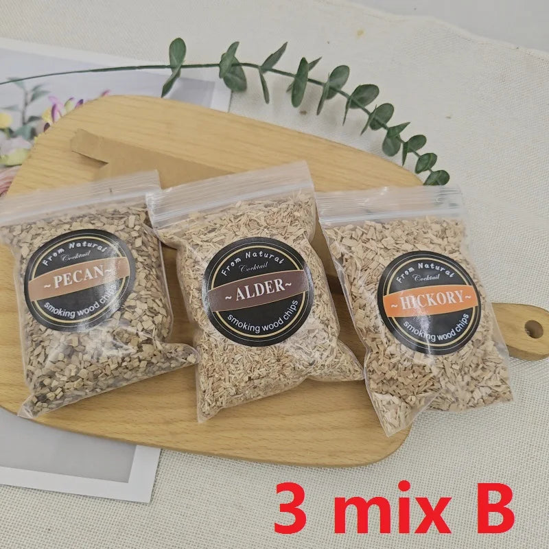 1pcs 50g Apple Cherry Oak Pecan Wood Chips Outdoor Smoker Barbecue Fumigation Box Wood Chips Bacon Wood Piece BBQ Accessories