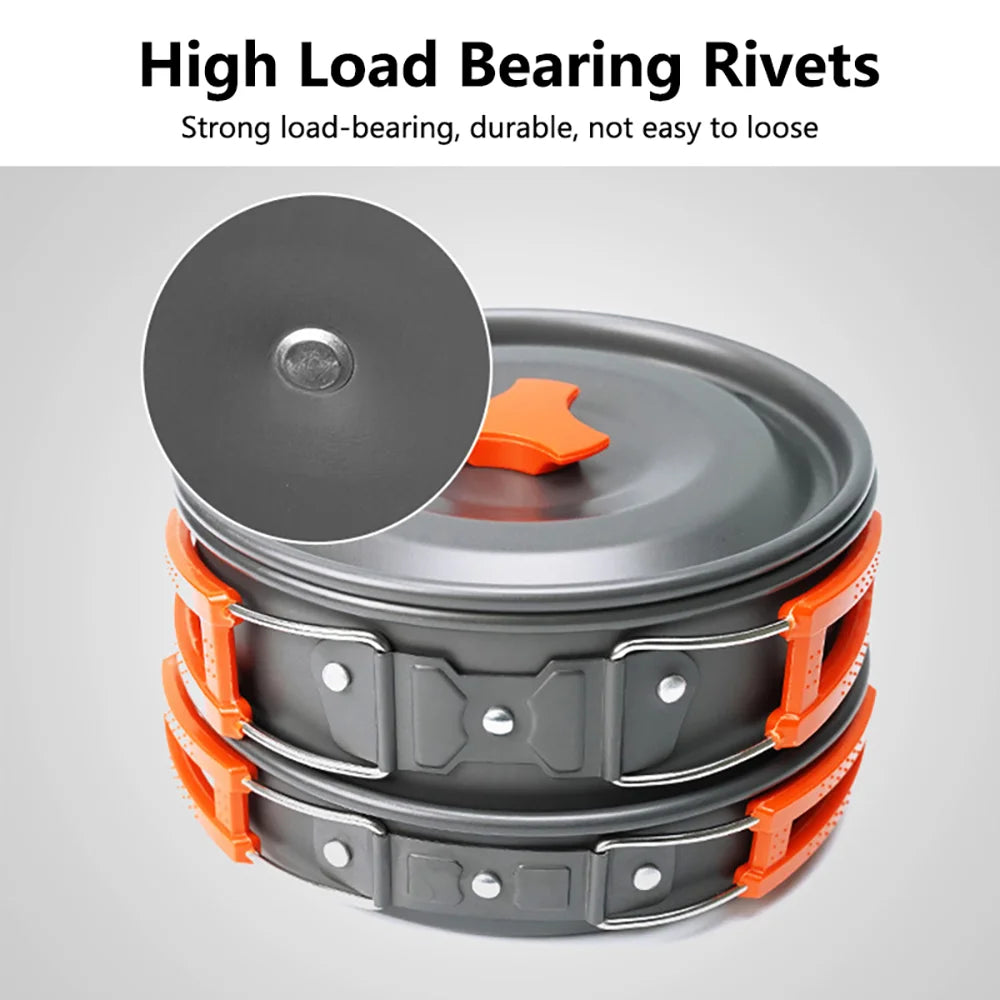 Camping Cooking Set Camping Cookware Travel Tableware Outdoor Picnic Set Teapot For 2-3 People Non-Stick Pots Assorted Sets