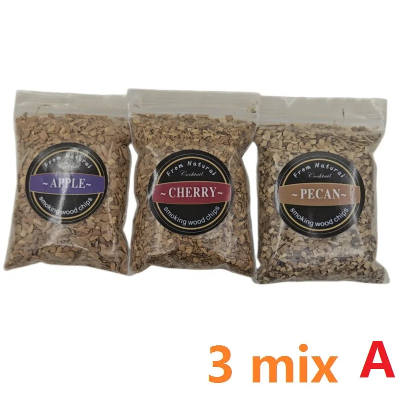 1pcs 50g Apple Cherry Oak Pecan Wood Chips Outdoor Smoker Barbecue Fumigation Box Wood Chips Bacon Wood Piece BBQ Accessories