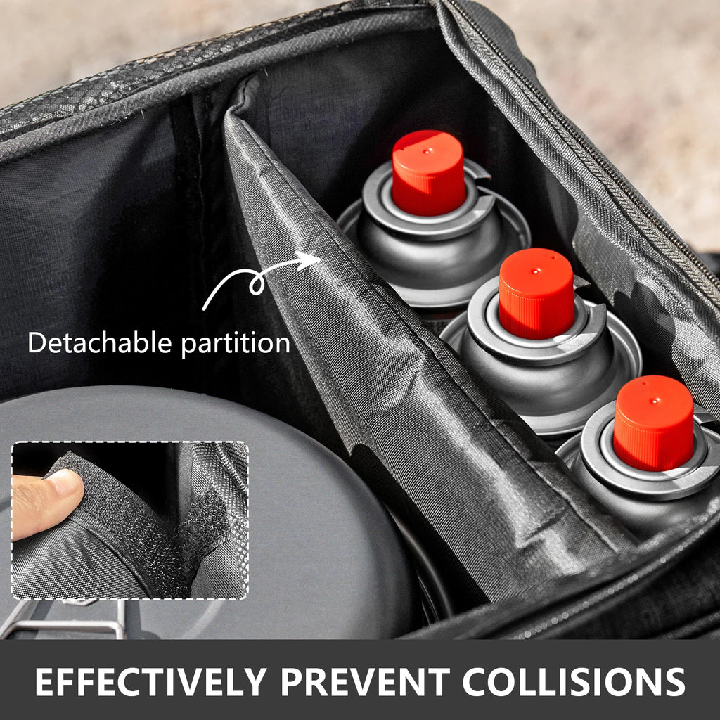 BISINNA Outdoor Camping Bag 26L/30L/42L Folding Gas Tank Storage Bag Picnic Cookwre Container Camp Supplies Adjustable Partition