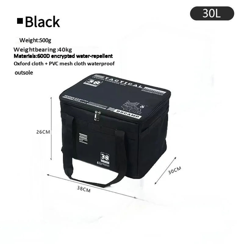 30L/42L/56L Insulated Waterproof Tactical Camping Bag Foldable Outdoor Picnic Tableware Storage Box Large Capacity Field Cookwar