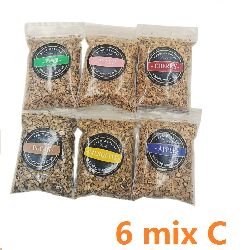 1pcs 50g Apple Cherry Oak Pecan Wood Chips Outdoor Smoker Barbecue Fumigation Box Wood Chips Bacon Wood Piece BBQ Accessories