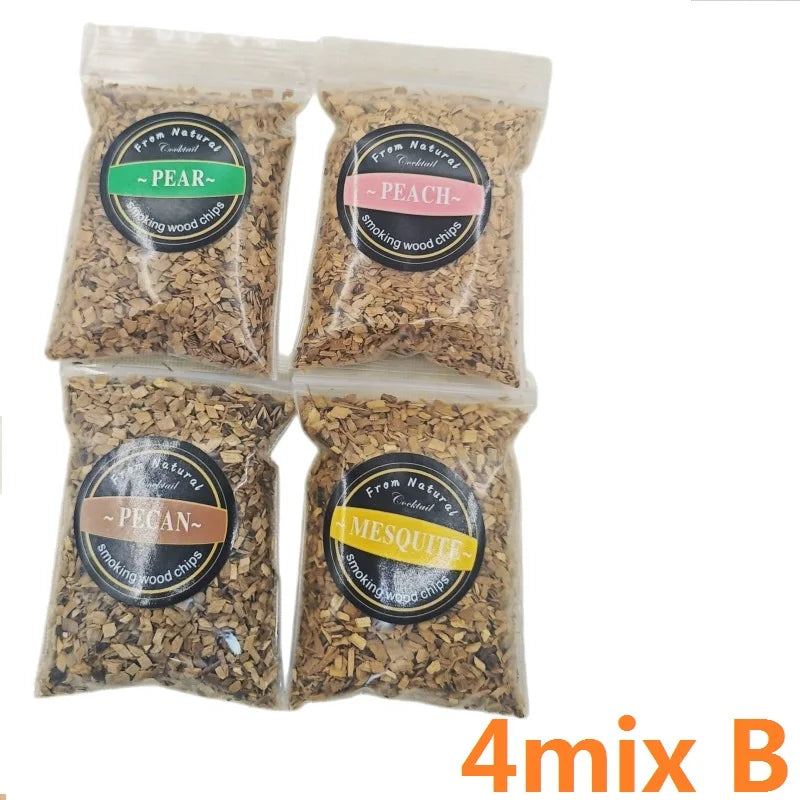 1pcs 50g Apple Cherry Oak Pecan Wood Chips Outdoor Smoker Barbecue Fumigation Box Wood Chips Bacon Wood Piece BBQ Accessories
