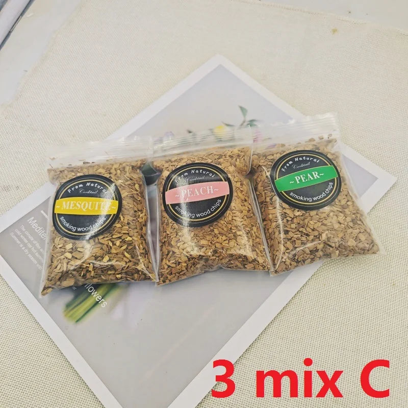 1pcs 50g Apple Cherry Oak Pecan Wood Chips Outdoor Smoker Barbecue Fumigation Box Wood Chips Bacon Wood Piece BBQ Accessories