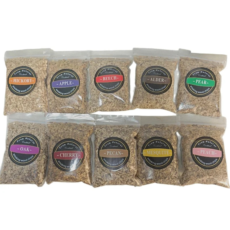 1pcs 50g Apple Cherry Oak Pecan Wood Chips Outdoor Smoker Barbecue Fumigation Box Wood Chips Bacon Wood Piece BBQ Accessories