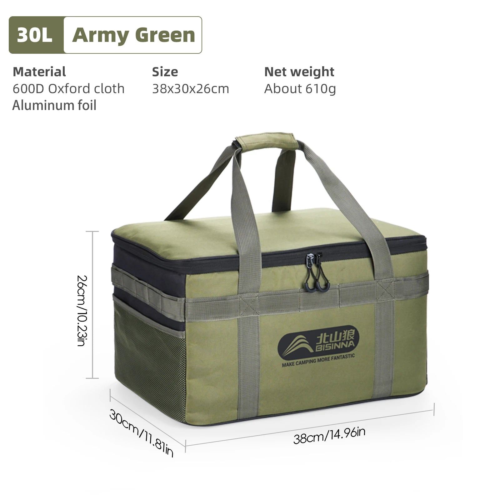 BISINNA Outdoor Camping Bag 26L/30L/42L Folding Gas Tank Storage Bag Picnic Cookwre Container Camp Supplies Adjustable Partition