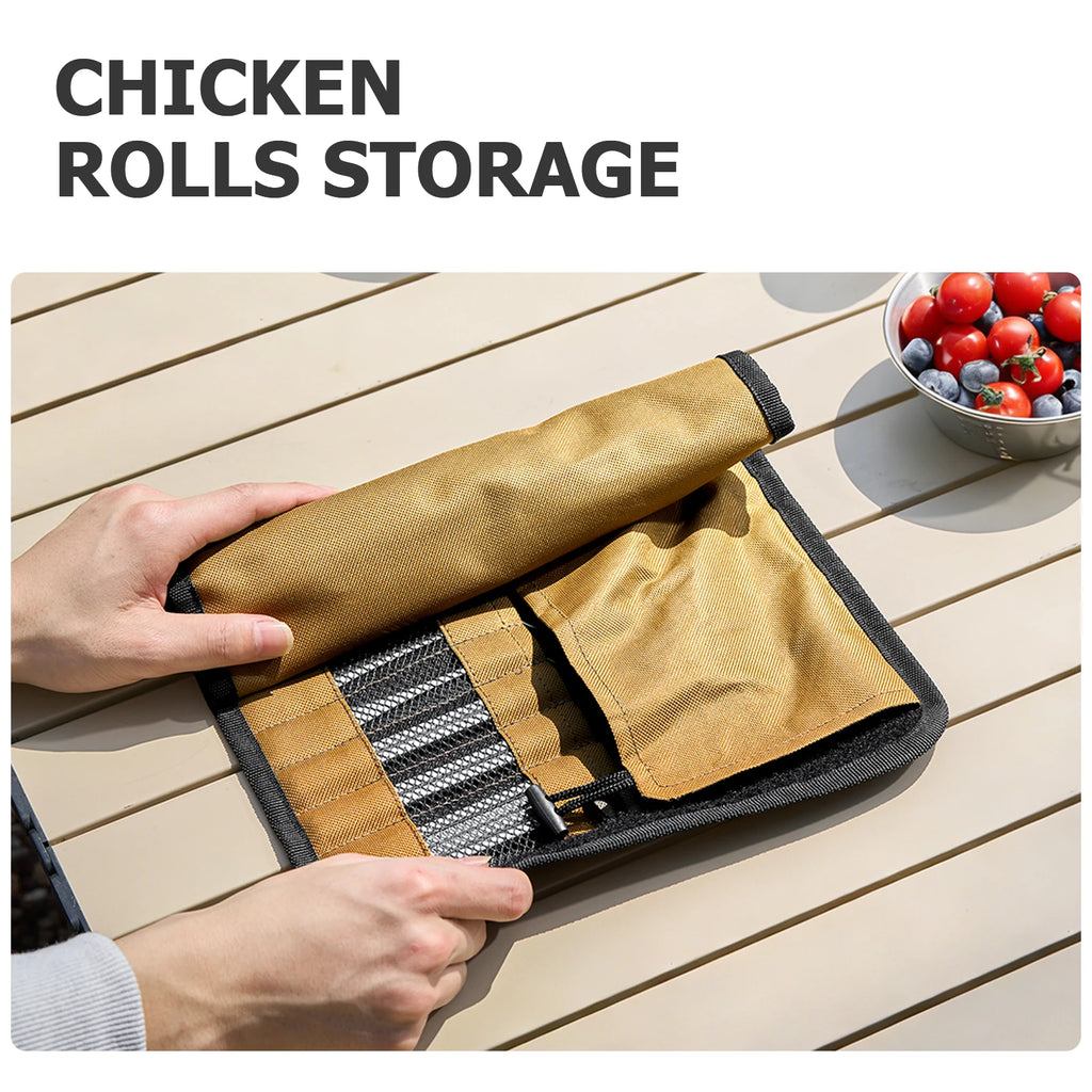 BISINNA Camping Cutlery Set 304 Stainless Steel Spoon Chopsticks Fork with Storage Bag for Outdoor Picnic Travel Tableware