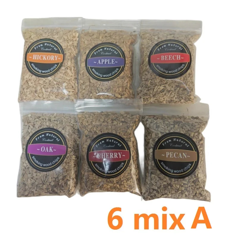 1pcs 50g Apple Cherry Oak Pecan Wood Chips Outdoor Smoker Barbecue Fumigation Box Wood Chips Bacon Wood Piece BBQ Accessories