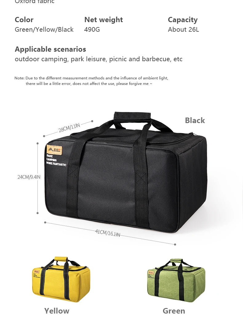 BISINNA Outdoor Camping Bag 26L/30L/42L Folding Gas Tank Storage Bag Picnic Cookwre Container Camp Supplies Adjustable Partition