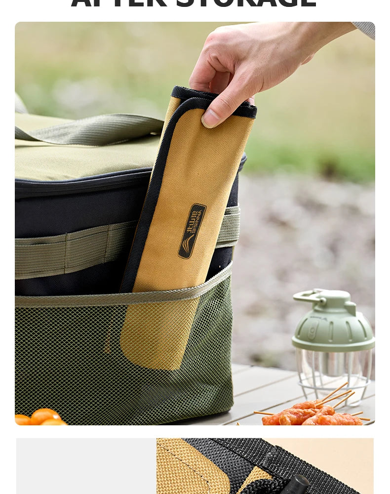 BISINNA Camping Cutlery Set 304 Stainless Steel Spoon Chopsticks Fork with Storage Bag for Outdoor Picnic Travel Tableware